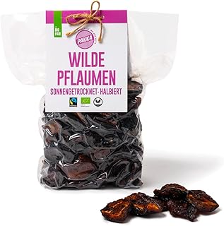 PAKKA - Prunes séchées commerce équitable bio 1 kg, prunes sauvages séchées, moitiés de prunes ramassées à l'état sauvage par des petits paysans de Samarcande, Ouzbékistan, végétalien, 1000 g