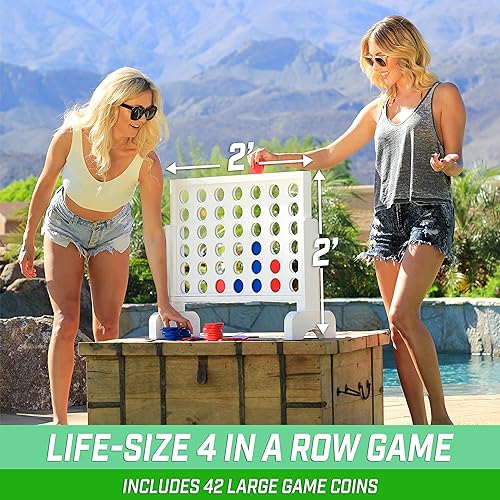 Image of GoSports 2 foot Width Giant 4 in a Row Game with Carrying Case, Made from Wood