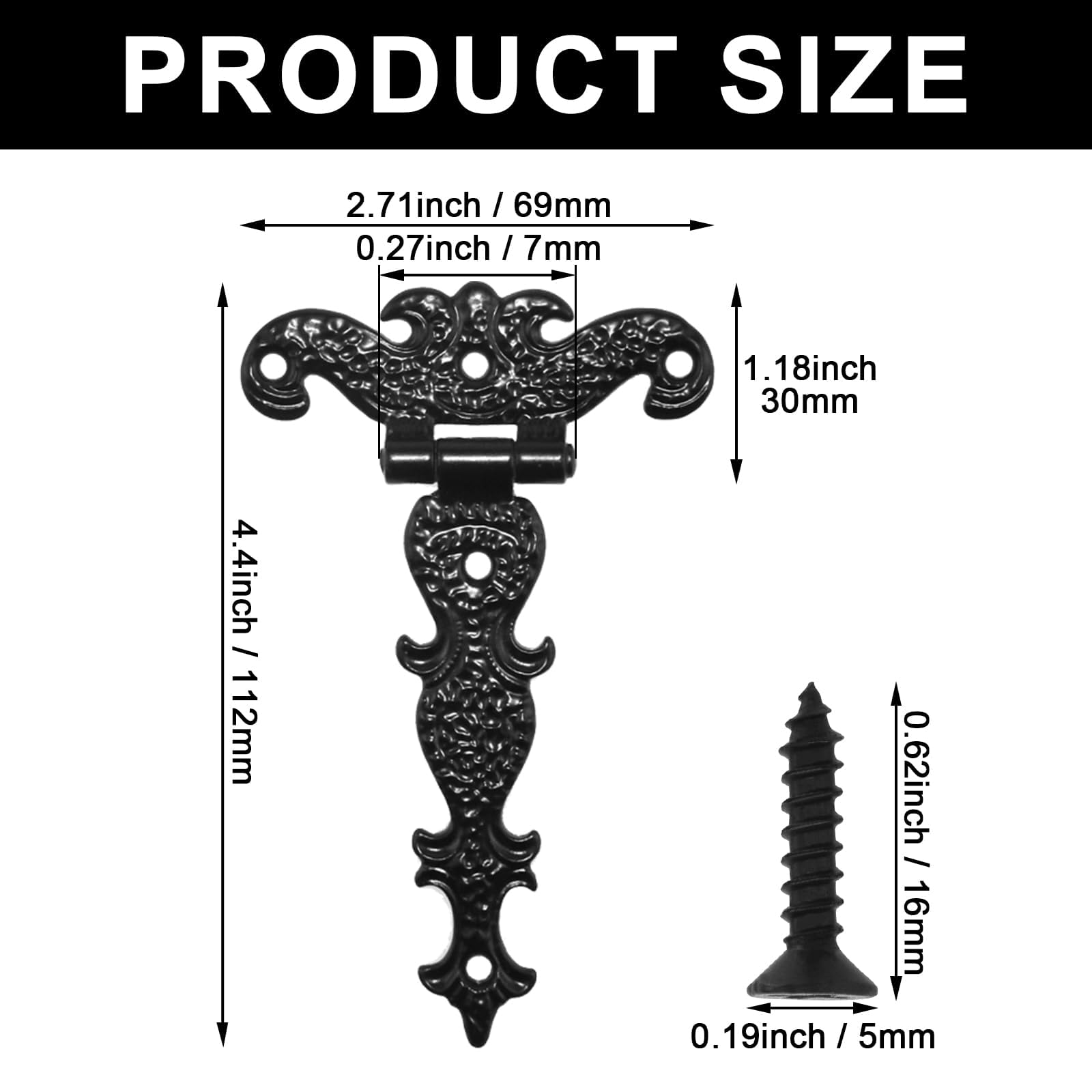 Vintage T-Shape Hinges - Decorative Cabinet Hardware -2