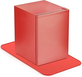 Portable Mini Fridge Mat,13.0" x 9.0" in Silicone Mat for Mini Fridge for Bedroom,Refrigerator Mat with Raised Edge,Mini Fridge Under Mat Protect from Appliance Leaks Water Spills Red