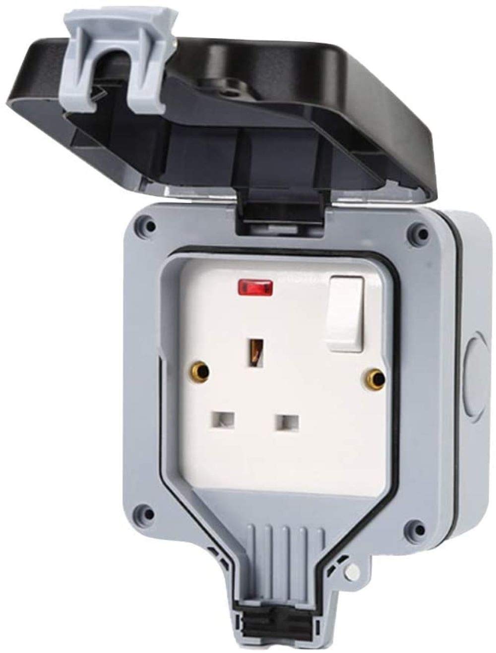 Single Outdoor Single Socket, IP66 1 Gang Waterproof Single Socket, Wall Electrical Outlets Outside Use Plug Socket Box