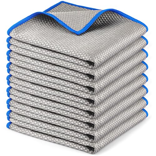 Ekedalen 8X Paño de Limpieza Magico, Bayetas Microfibra para Cristales sin Pelusa, Trapos de Nanoescala para Espejos Ventana Coche Baño Hogar Oficina, Paños y Toallas de Cocina Gris 40x30cm