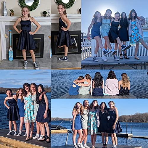 Blnene Spaghetti Strap Dusty Blue Homecoming Dress With Pockets Plus Size Short Formal Prom Ball Gown For Women Us 26 #TOP4