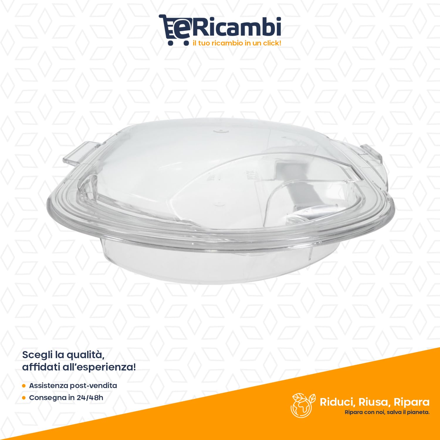 ERICAMBI® Kit Ricambio Compatibile con Asciugatrice Hoover Candy - Contenitore Tanica Raccolta Acqua Condensatore - Dimensioni: 380x420x80 (mm) - Trasparente - per Modelli HLEH 10 A2TCEX 17