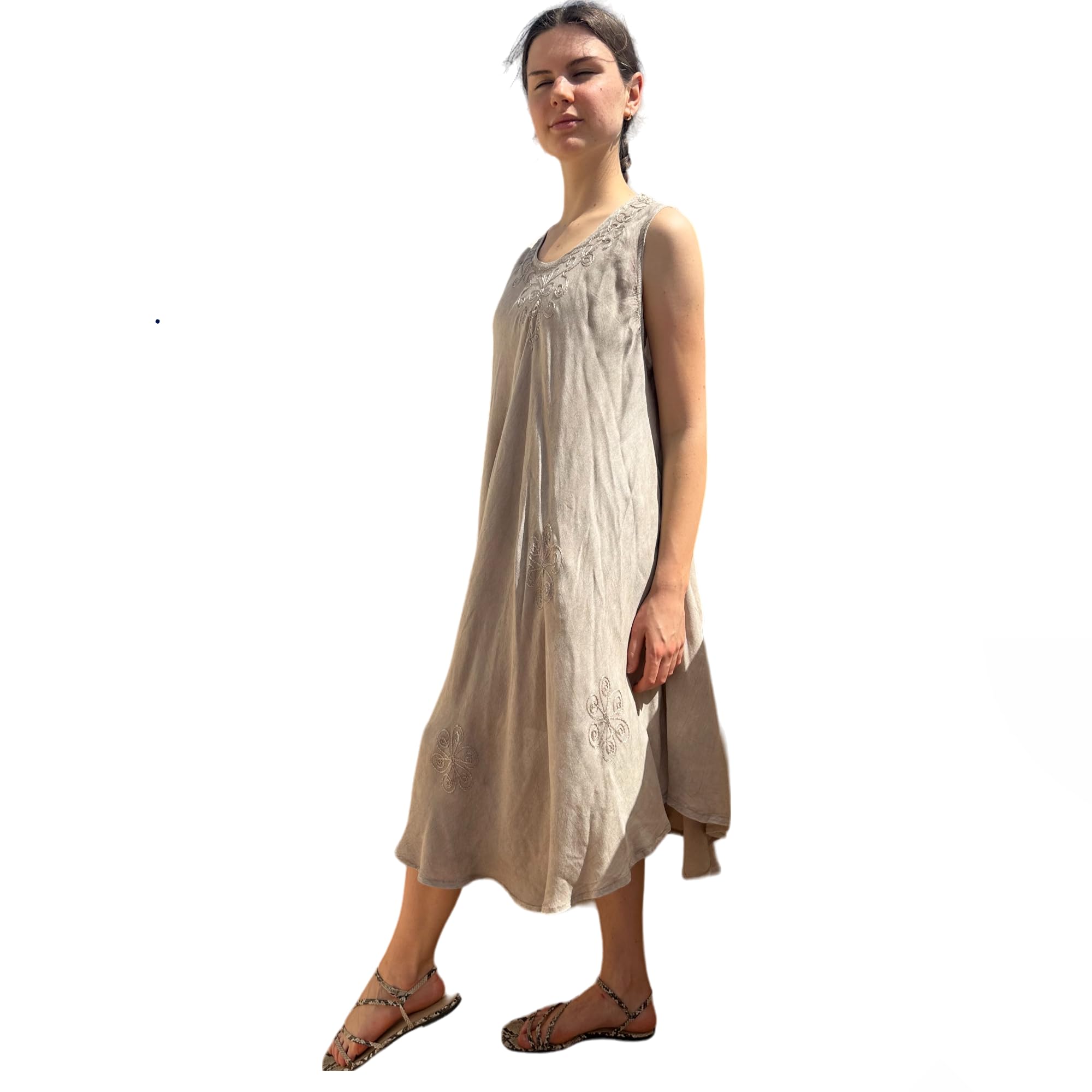 MIGURA Vestido Verano Mujer Playa Piscina Ropa Ibicenca De Baño Camisola Playera Elegante MonosSensación Seda Viscosa Fresco Pareo Liso Marrón