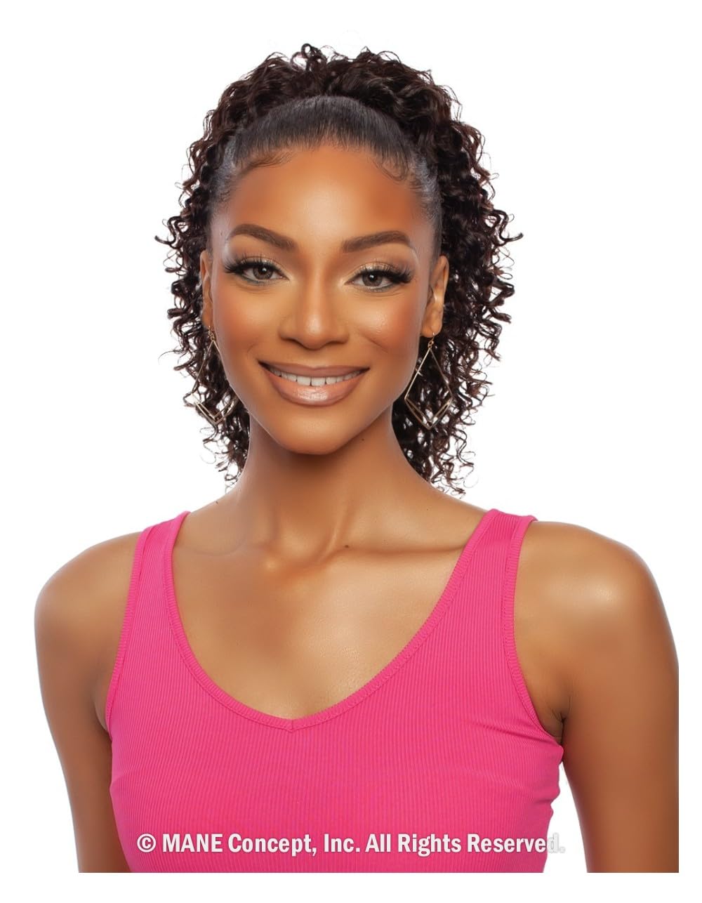 Mane Concept Human Hair Ponytail Pristine PRPE02 Deep Curly Drawstring Ponytail 16