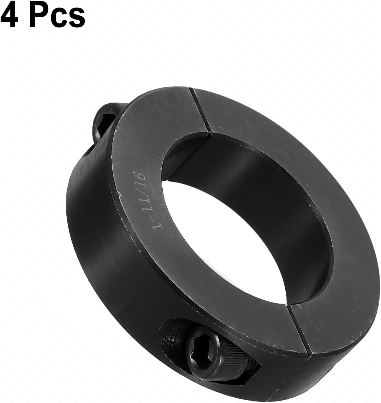 uxcell 4pcs Double Split Shaft Collar for 1-11/16" Shaft, Two-Piece Clamping Collar, 2-3/4" OD, 11/16" Width, Black Oxide Steel Lock Collar Clamp, Set Screw Style