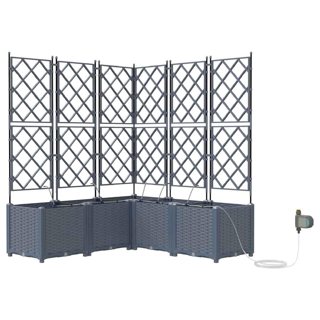 Lot de 5 pots de fleurs de jardin en plastique Gris clair 120 x