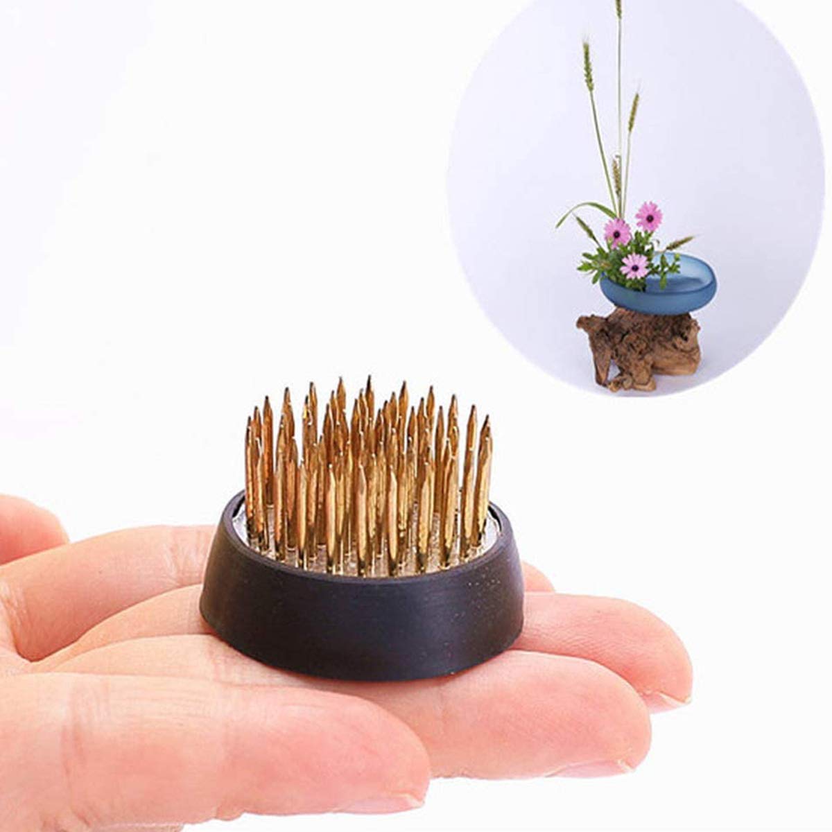 Portafiori A Spilli - 4 Pezzi Per Ikebana, Con Base Antiscivolo In Ottone - Foto 5