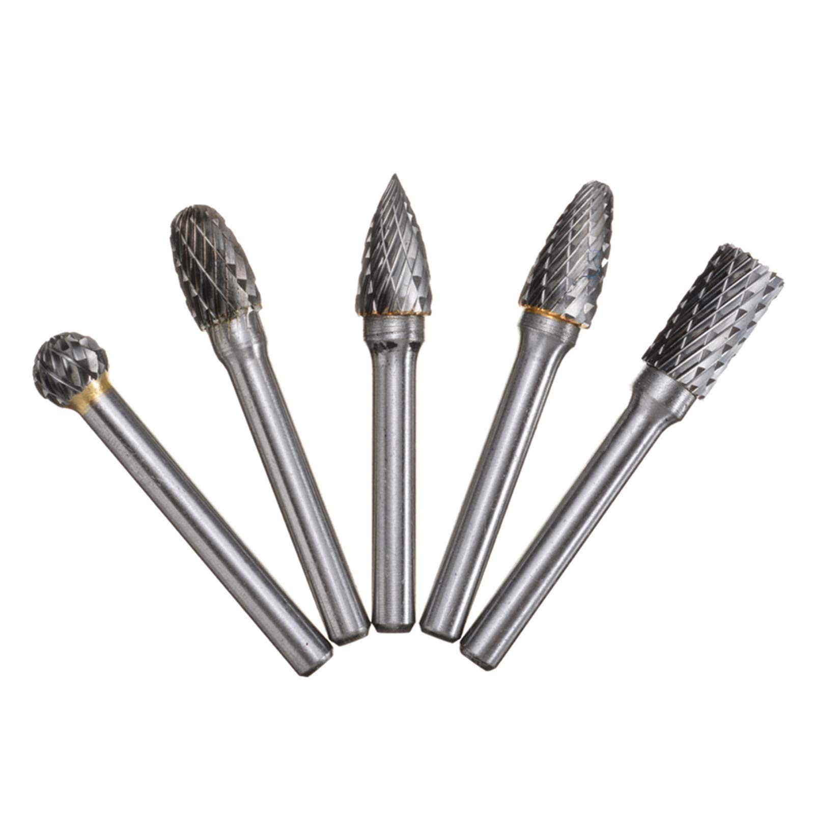 Pilniki metalowe do stali, narzędzia mechaniczne, zestaw pilników metalowych 5 szt. 6 mm chwyt z węglików spiekanych końcówka szlifierska pilnik obrotowy, używany do gratowania i polerowania metalu, u