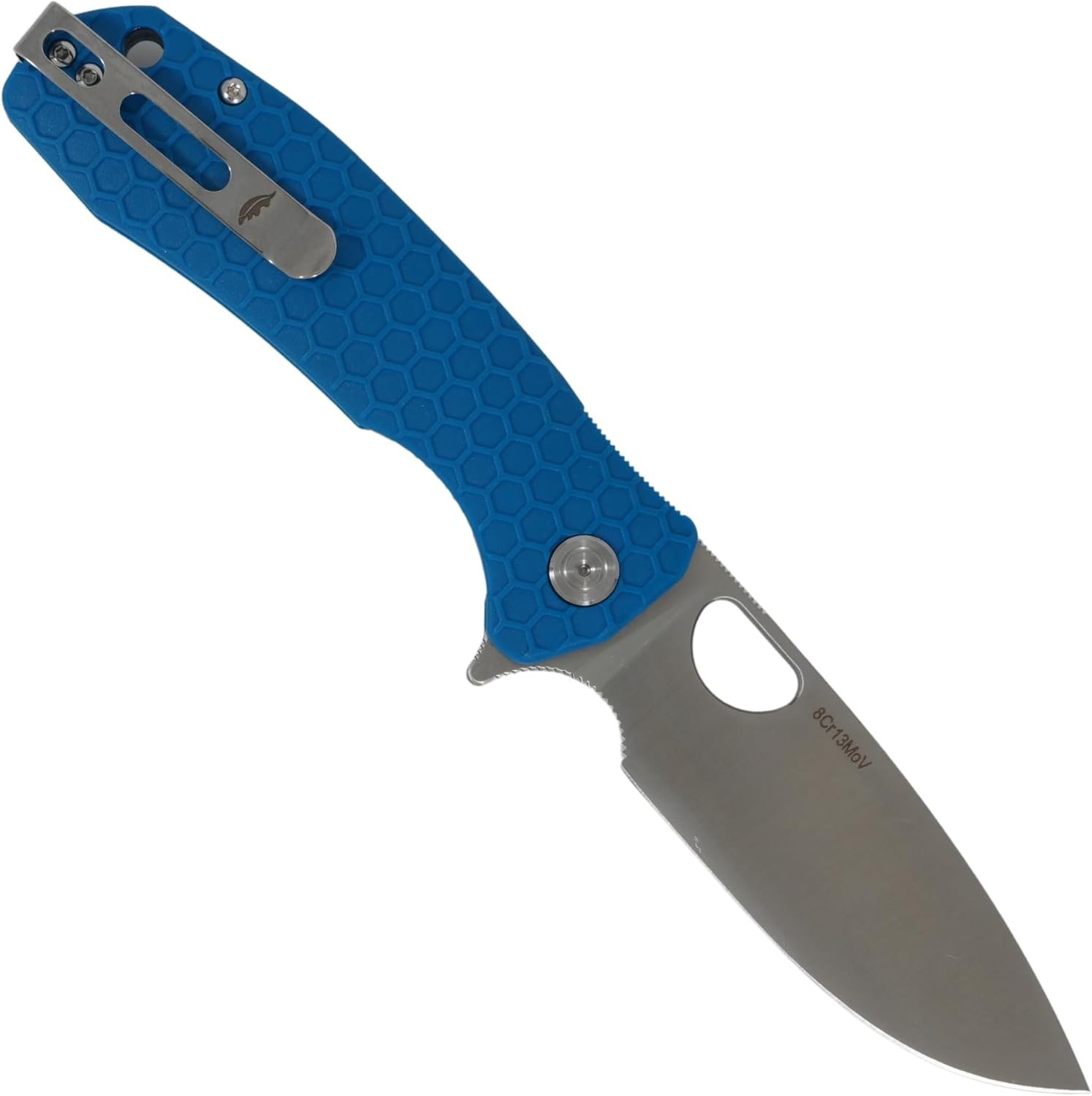 Honey Badger Large Pocket Knife EDC Drop Point Folding Utility Knife 3.6" Steel Blade Reversible Pocket Clip - (3.8oz) Drop Point Large Blue HB1004