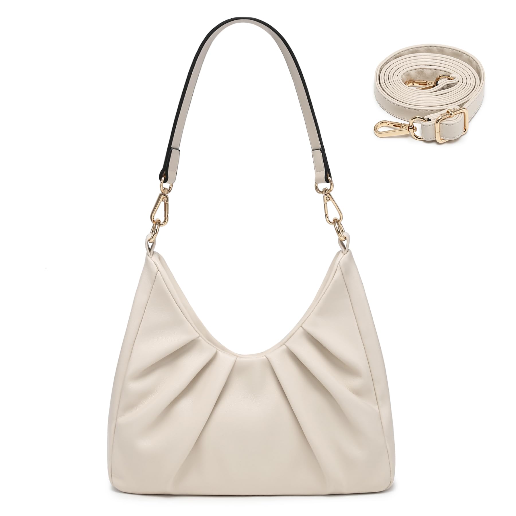 Dasein Ruched Hobo Handbag for Women Retro Shoulder Purse Crossbody Bag with 2 Removable Straps