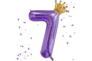 Decoraciones para Fiestas de Merlina: Globos Número 7 Púrpura y Mini Corona...