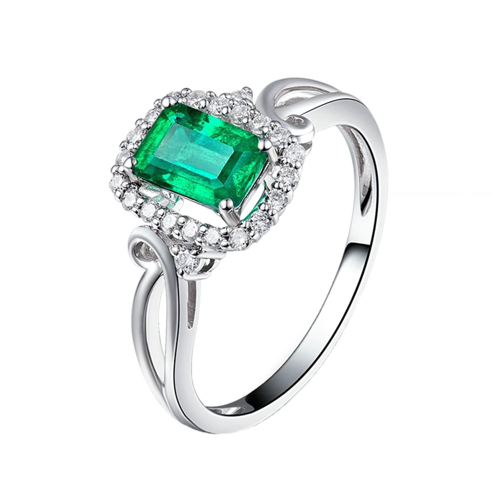 Anillos Mujer con Esmeralda, Anillo de Boda Esposa Novia para El Aniversario de San Valentin