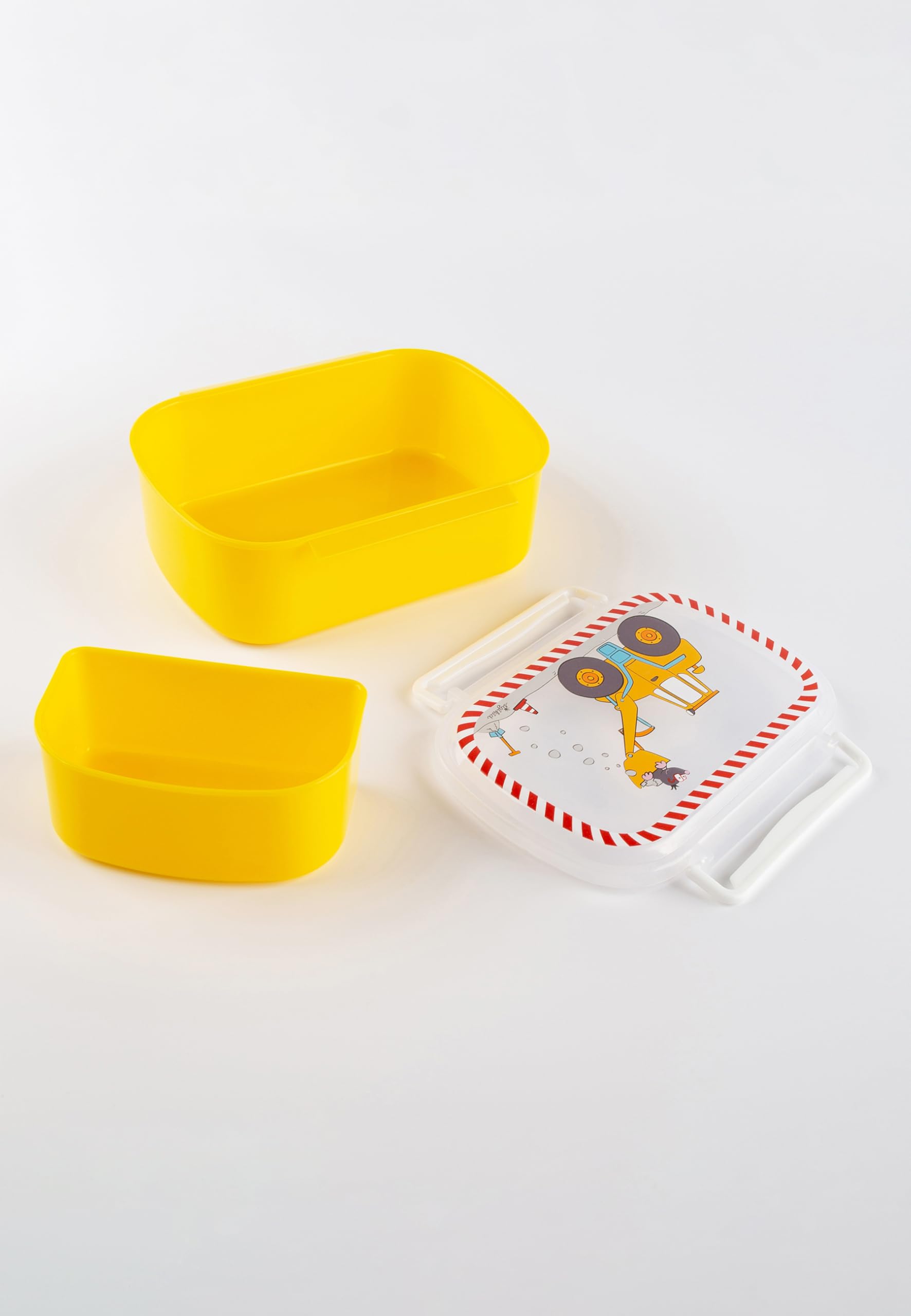 SIGIKID 25267 Bodo graafmachine, BPA-vrij, veilig, licht, met beugelsluiting, lunchbox met inzetstuk, voor lunch, ontbijt, kleuterschool, voor kinderen vanaf 2 jaar, geel/Bodo graafmachine, 17 x 11 x