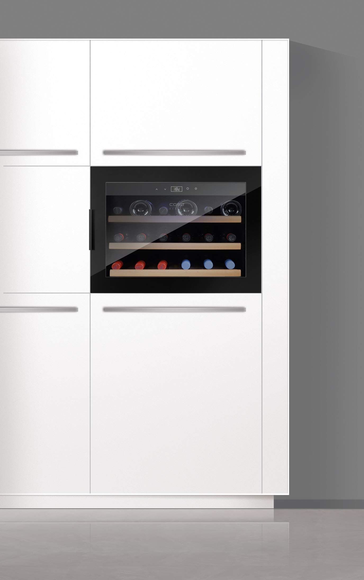 Caso WineSafe 18 EB Black Design Einbau-Weinkühlschrank mit Kompressionstechnik 18 Flaschen 5-20°C