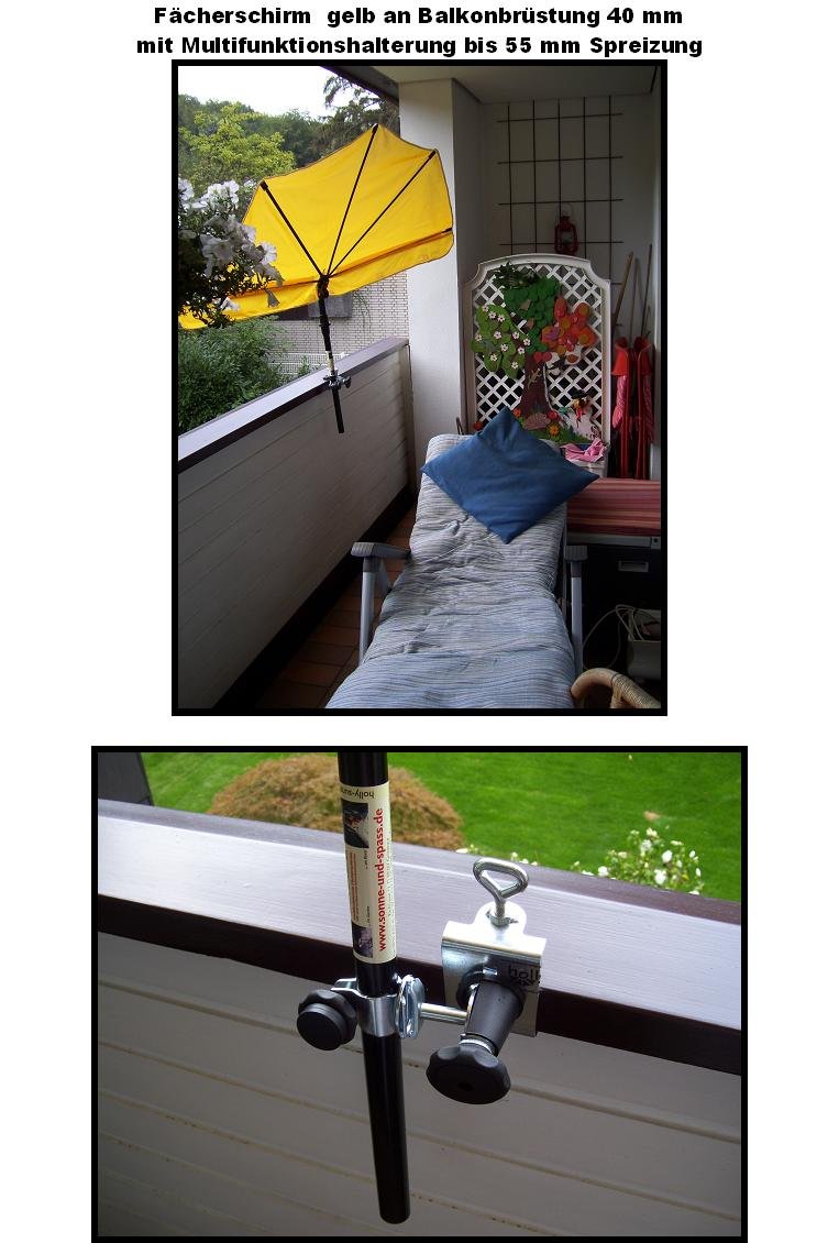 Neu - Sonnenschirm - Modell: Holly Shadow - STABIELO - Balkon - Stuhl-Sonnenschirm Holly'mat® - Fächerschirm GOLDGELB