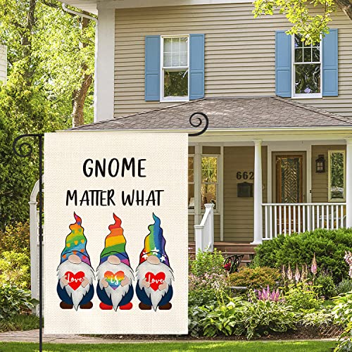 AVOIN Rainbow Love Is Love Gnome Pride Garden Flag Double Sided, Love Heart LGBTQ Community Parade Holiday Party Yard Outdoor Decoration 12 x 18 Inch - Image 6