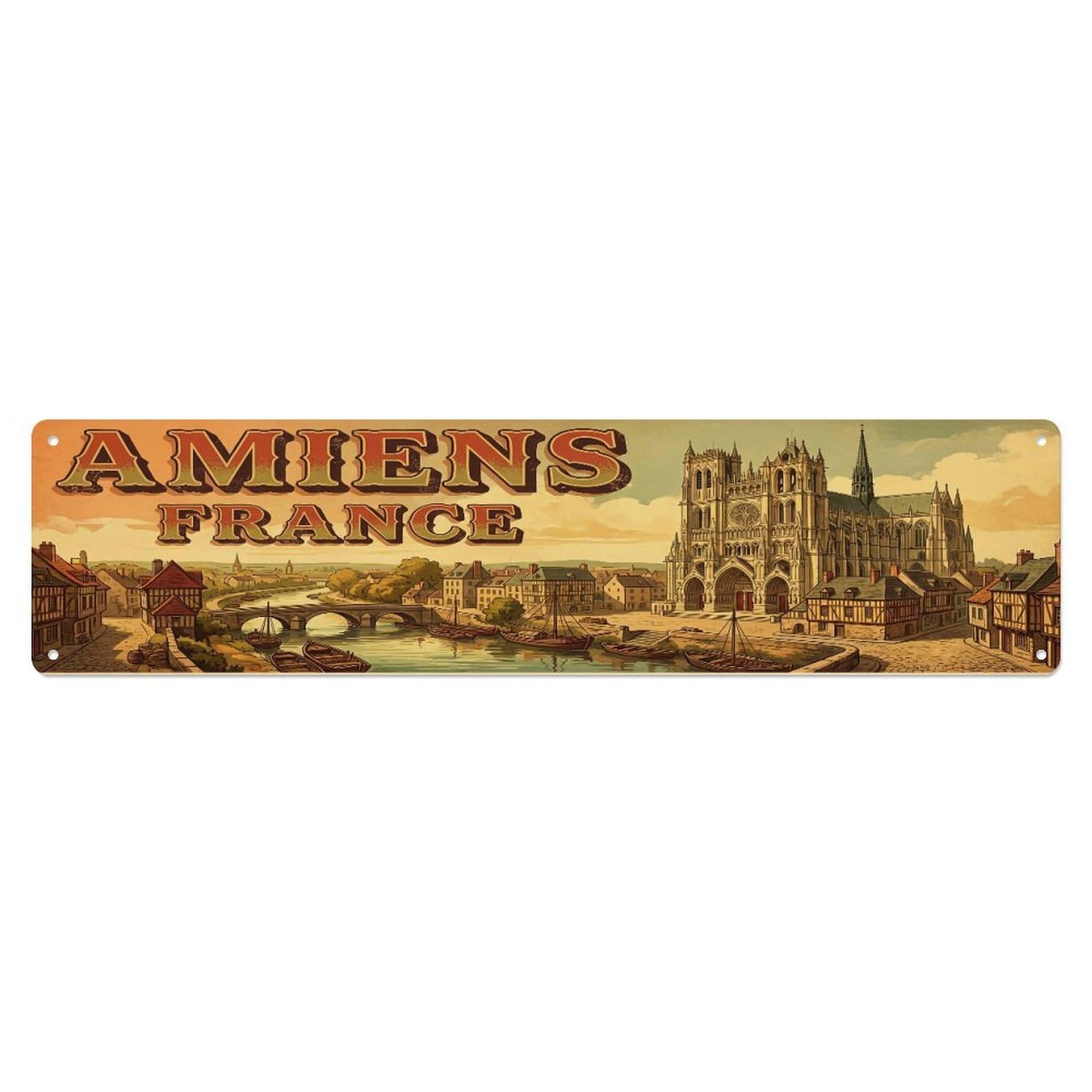 Tgrcjimh Style Metal Tin Sign Vintage Travel France Amiens