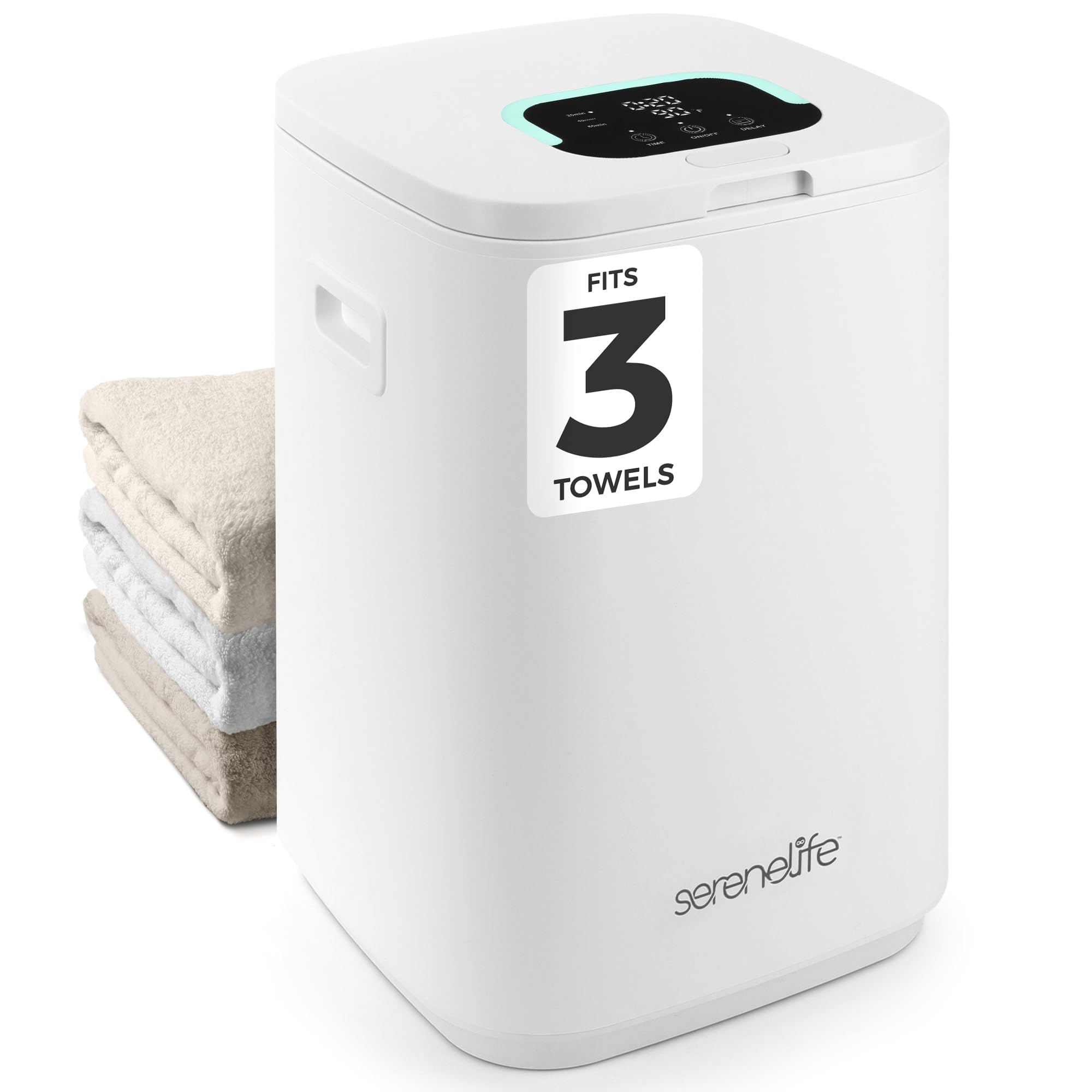 Photo 1 of ***FINAL SALE NO RETURNS, FOR PARTS ***7/3/2026 ***NONE FUNCTIONAL***
SereneLife Towel Warmer Bucket - Compact 23L Bathroom Towel Heater with Essential Oils Disc Holder, Adjustable Timer, Auto Shut-Off, Power Cord Storage & LED Display, Fits 2 Oversized T