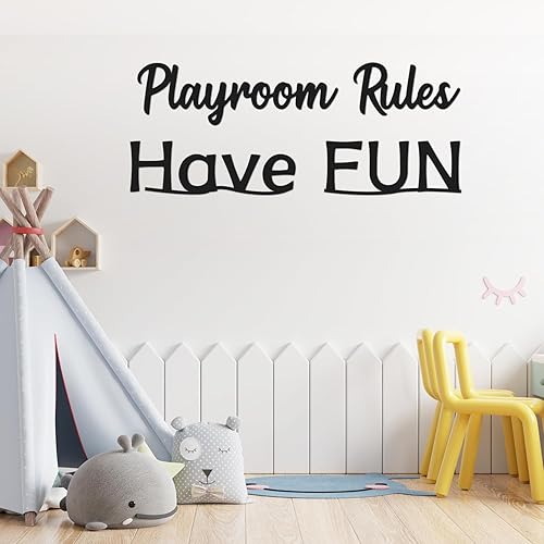 VANSHARE Decoración de pared para sala de juegos para niños letrero de reglas de la sala de juegos, decoración de pared para habitación de niños,