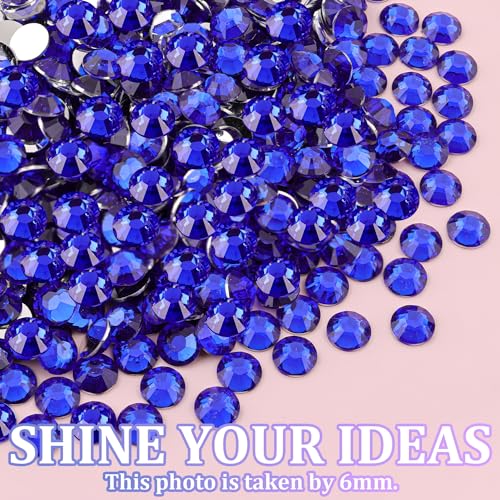Image of 25000Pcs Resin Rhinestones for Crafting, Royal Blue 2-6mm Mixed Sizes Non Hotfix Flatback Gems with 1Pcs Glue, Bedazzling Crystal for DIY Craft Clothing Mugs Tumblers Shoes Fabric Decor Nail Art