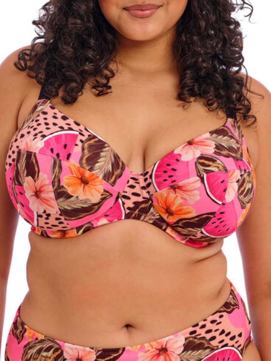 Elomi Swim Cabana Nights Underwired Plunge Bikini Top (36E, Multi)