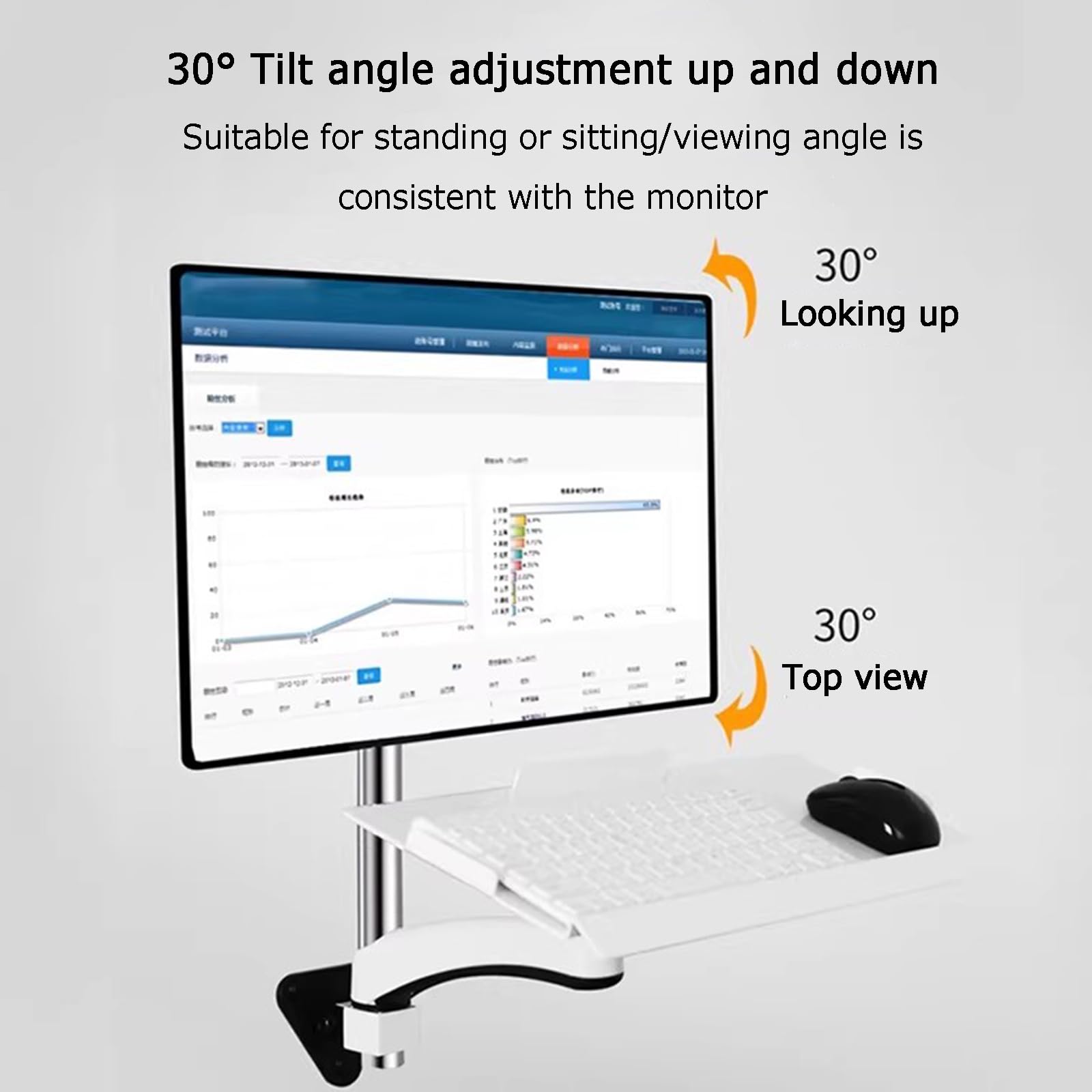 Supporto da parete per monitor, convertitore sit-stand con vassoio per tastiera, altezza e angolo regolabili per schermi da 15 a 32 pollici, carico massimo 8 kg