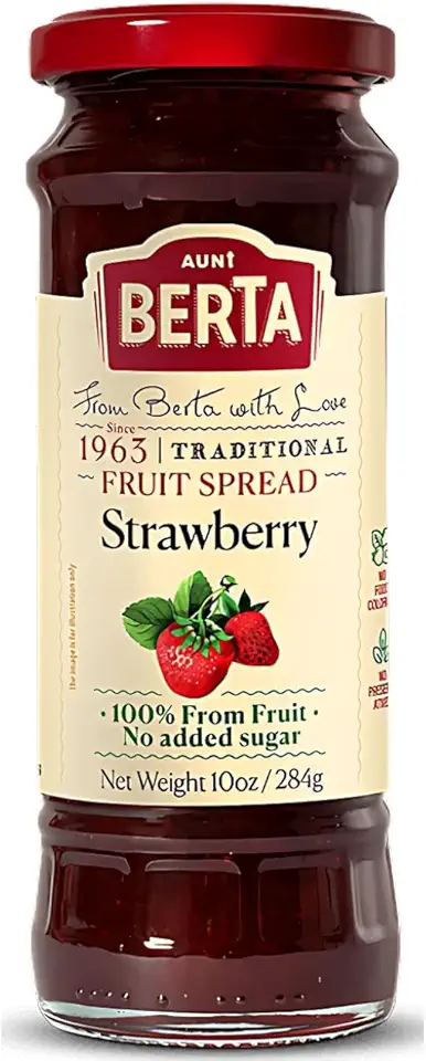 Geleia Sem Açúcar Adicionado - Morango (Strawberry) - 100% FRUTA - 284g - Zero Açúcar - Vegana - Importada Israel - Kosher
