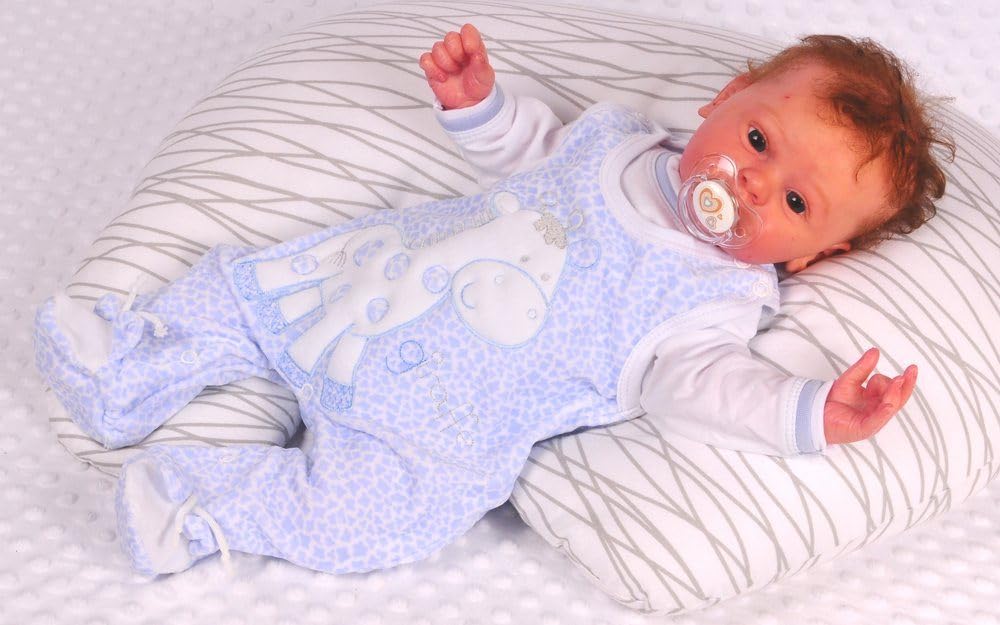 Baby Set Blau Stramplerhose Shirt Zweiteilig Velours Baumwolle Weich Warm Erstlingsausstattung Größen 44 50 56 62 68
