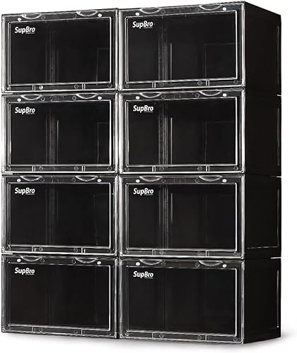 SupBro Caja de colección Caja de almacenamiento de fácil acceso Almacenamiento plegable de plástico apilable para zapatos deportivos con logotipo