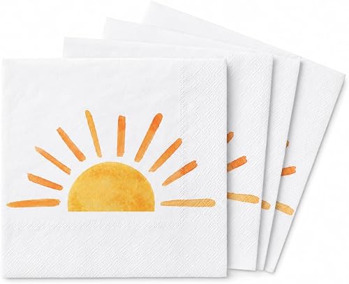60pcs Boho Sun Birthday Party Paper Napkins First Trip inspired Around The Sun Birthday Decorations Boho Hippie Sunshine Boho Sun Baby Shower Party Supplies Decorations