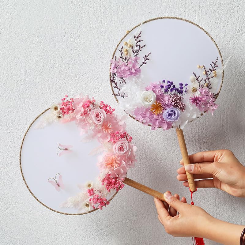 Kit Abanico Redondo con Flores Secas para Mesa DIY miniatura 3