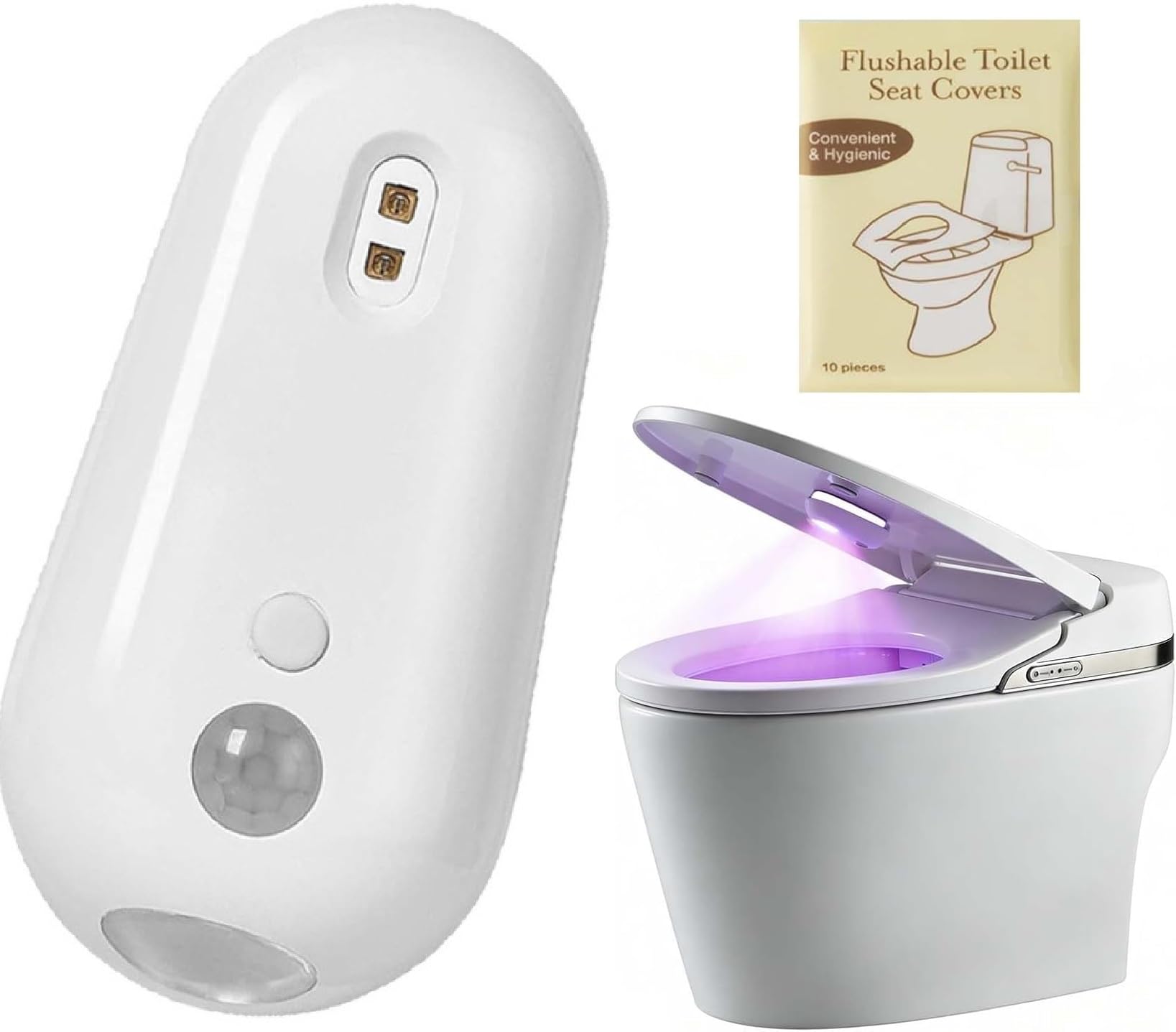 MASINIES Self Cleaning UV Toilet Sanitizer Light, Toilet Night Light with Motion Sensor, Adhesive-Mounted for Bathrooms