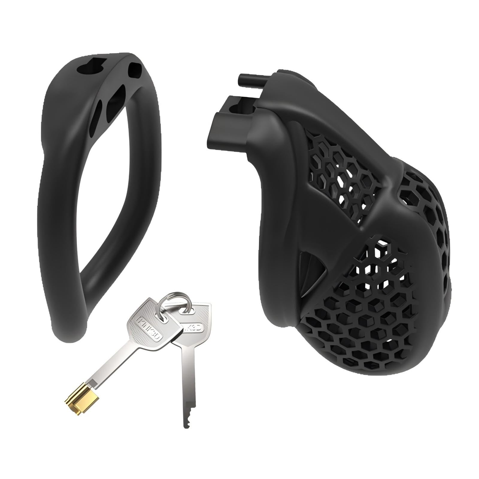 Cage Chastetée pour Homme Cage de Chasteté Pénis avec 4 Anneaux de Tailles Différentes Ceintures de Chasteté avec Serrure Invisible pour le Bondage du Pénis Sex Toys Chastity Cage (Micro,Pink)