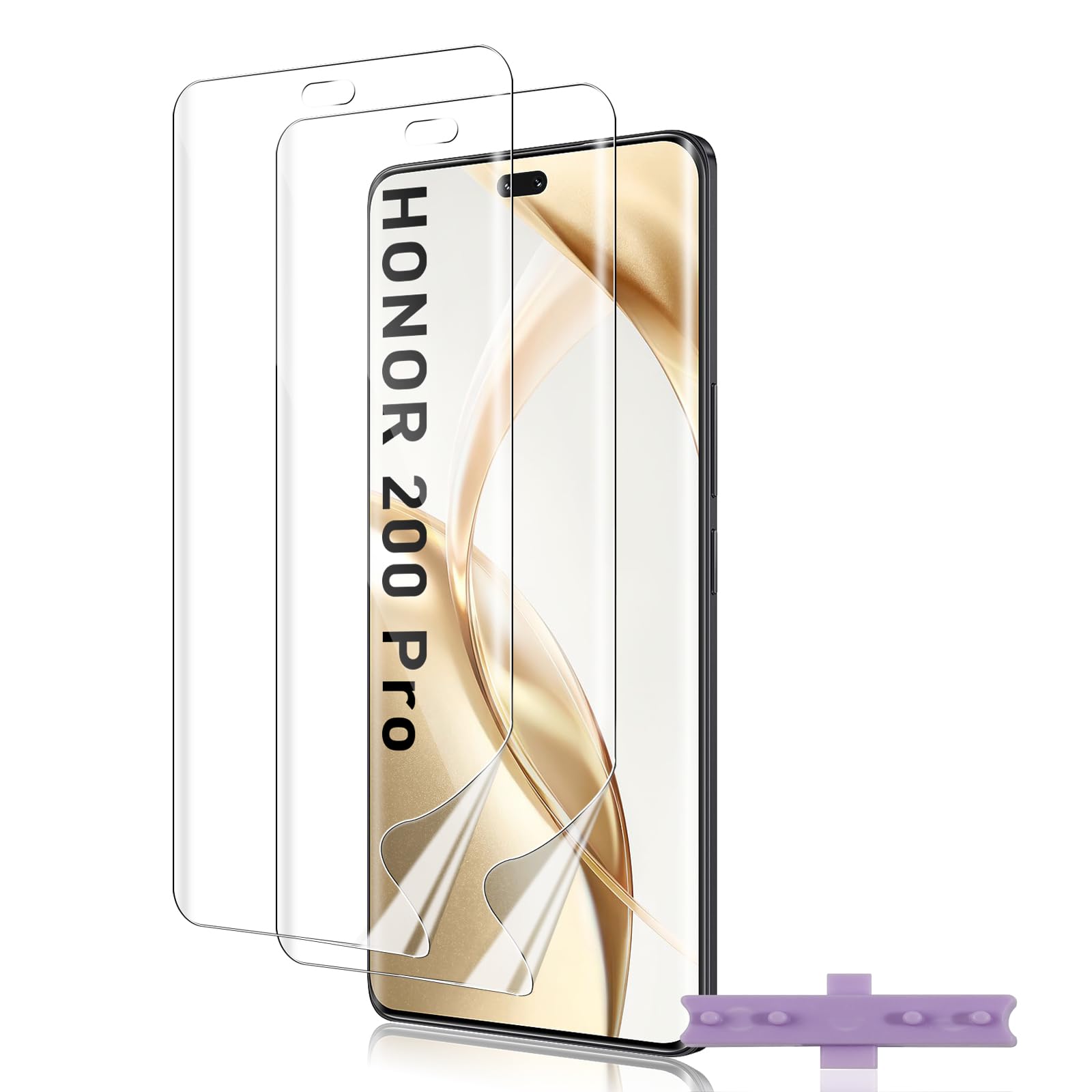 Rojeuinn Vetro Temperato per Honor 200 Pro 5G Pellicola Protettiva,2 Pezzi Vetro Temperato+2 Pezzi Fotocamera Posteriore, Anti-Scratch, Durezza 9H