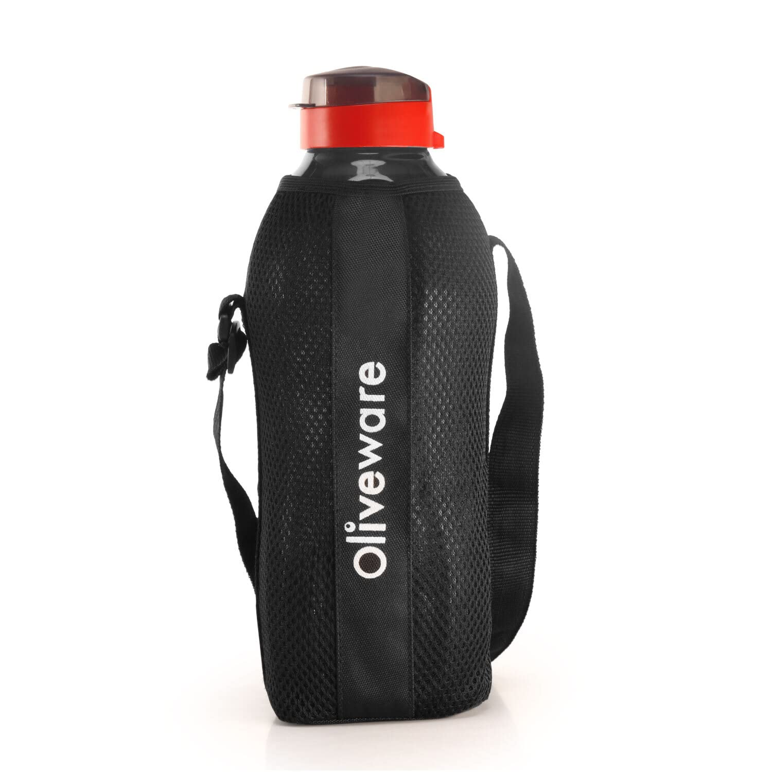 Oliveware Sopl Jumbo Water Bottle With Washable Carry Sleeve, Shoulder Strap, 2 Litre Bottle, Bpa Free & Leak Proof, Fits In Fridge, Pack Of 1 (Black_Red) - Polyethylene Terephthalate (B09Q62VY8C) Amazon Price History, Amazon Price Tracker