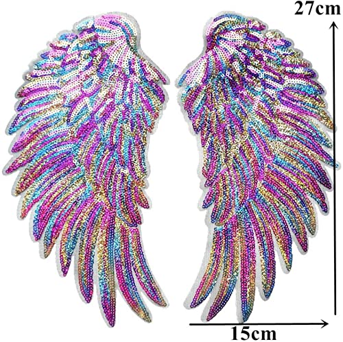 Huluth HULUTHPATCHES Wing Patches Iron On Or Sew On Sequin Patch Embroidered Badge Motif Applique Patch thumb #1