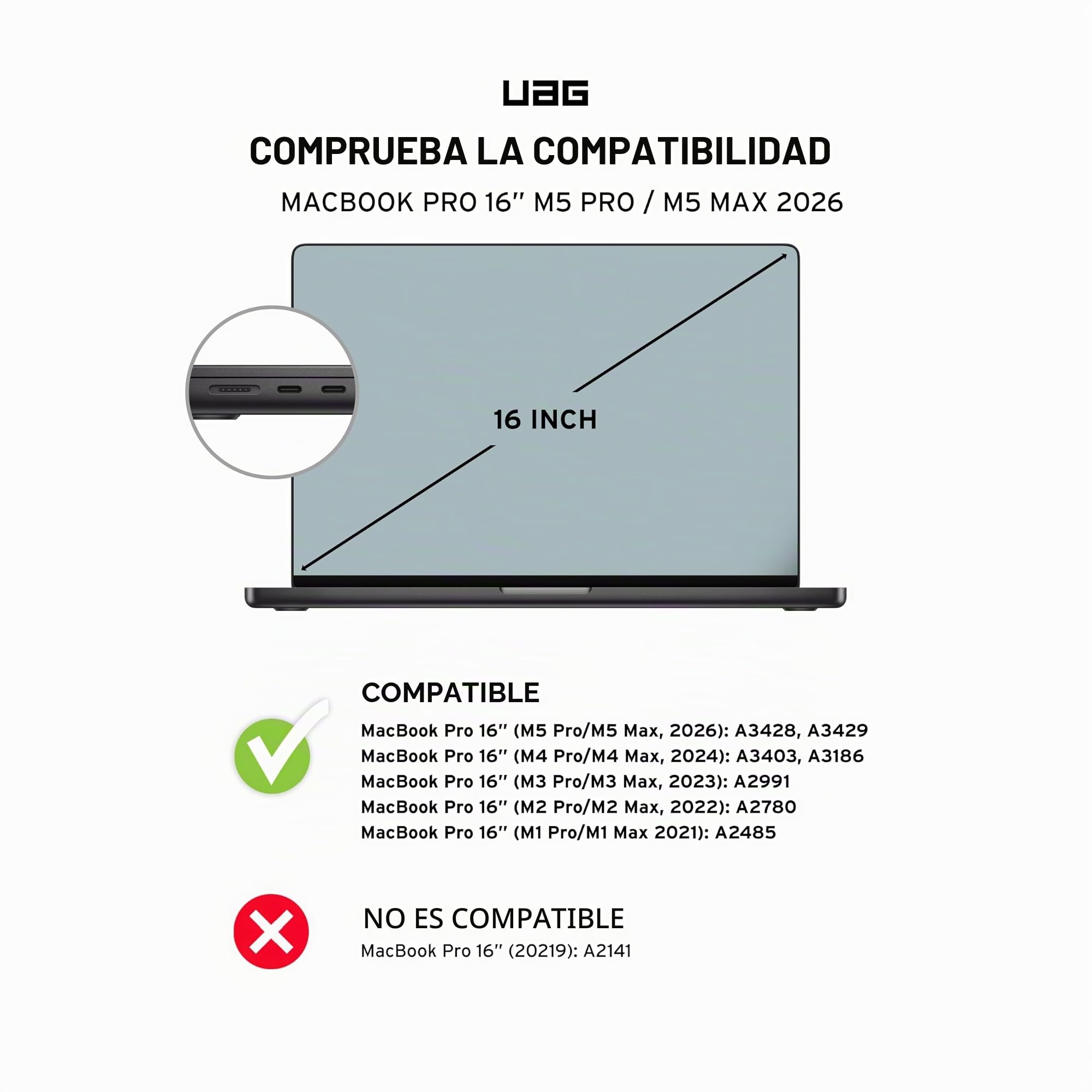 Urban Armor Gear Plyo Case MacBook Pro 16 Funda M5/M4/M3/M2/M1 | Ajuste perfecto | Protección completa contra golpes, caídas y arañazos | Todos los puertos accesibles