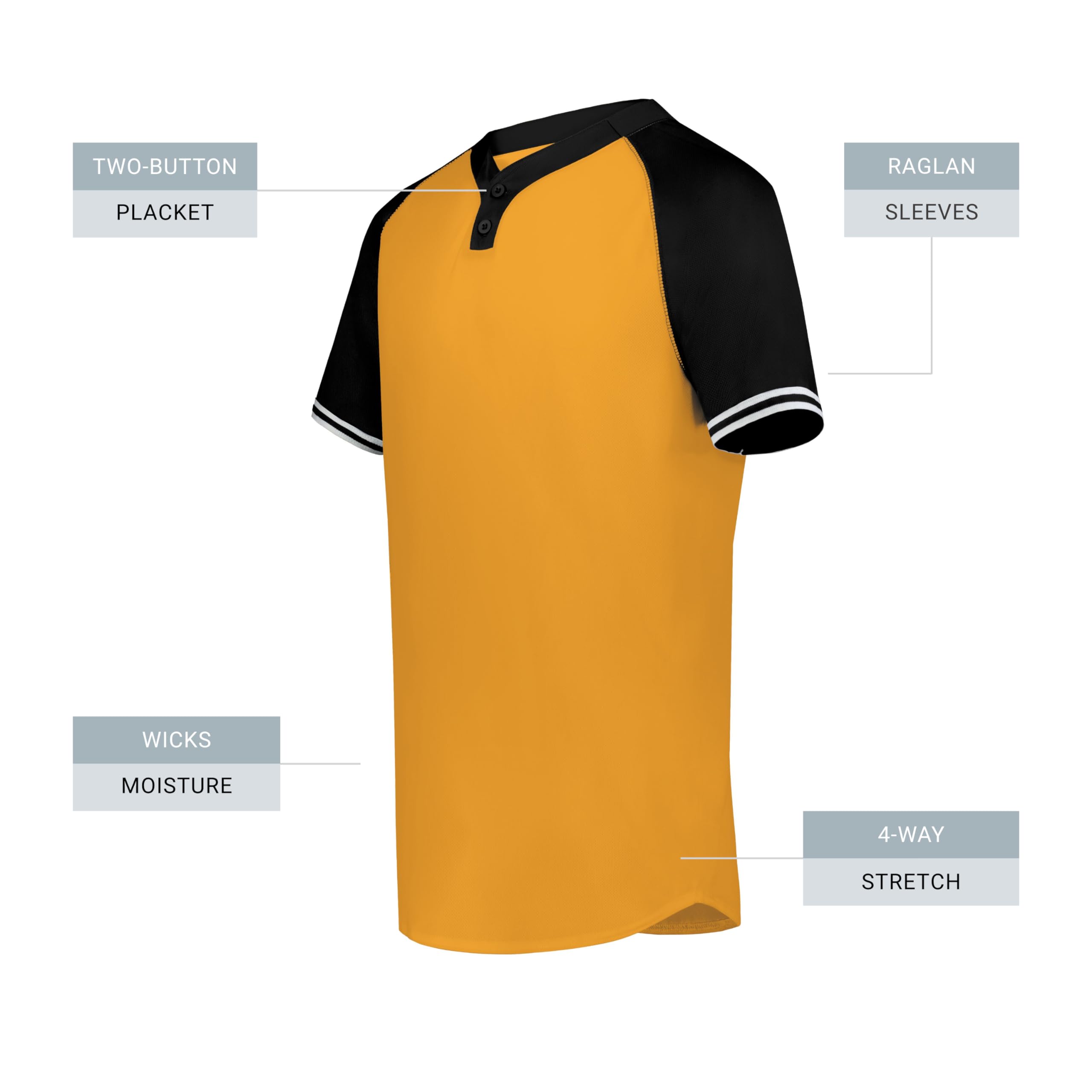 Augusta Sportswear Boys Cutter+ Henley Jersey, Gold/Black, Small