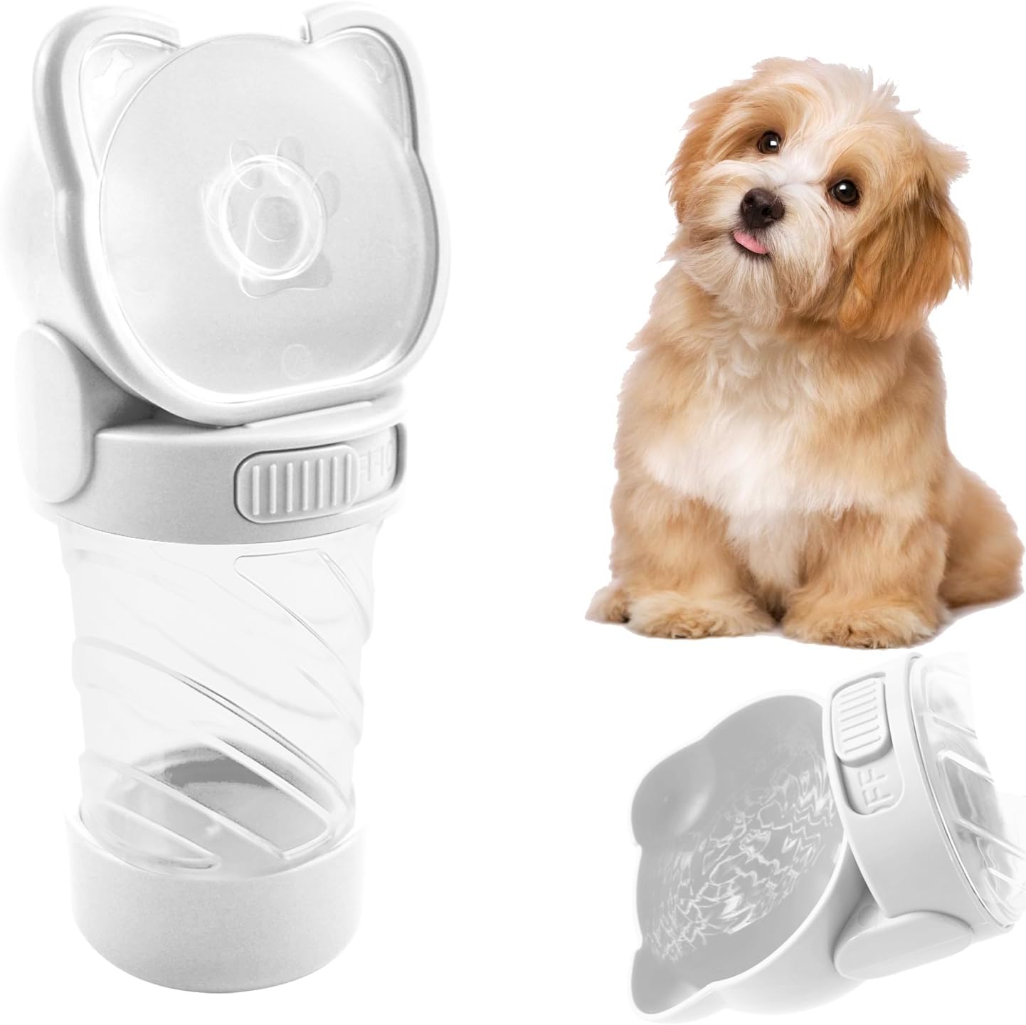 Botella de agua para mascotas para perros, dispensador portátil de tazón de agua para perros, botella de viaje a prueba de fugas para cachorros con