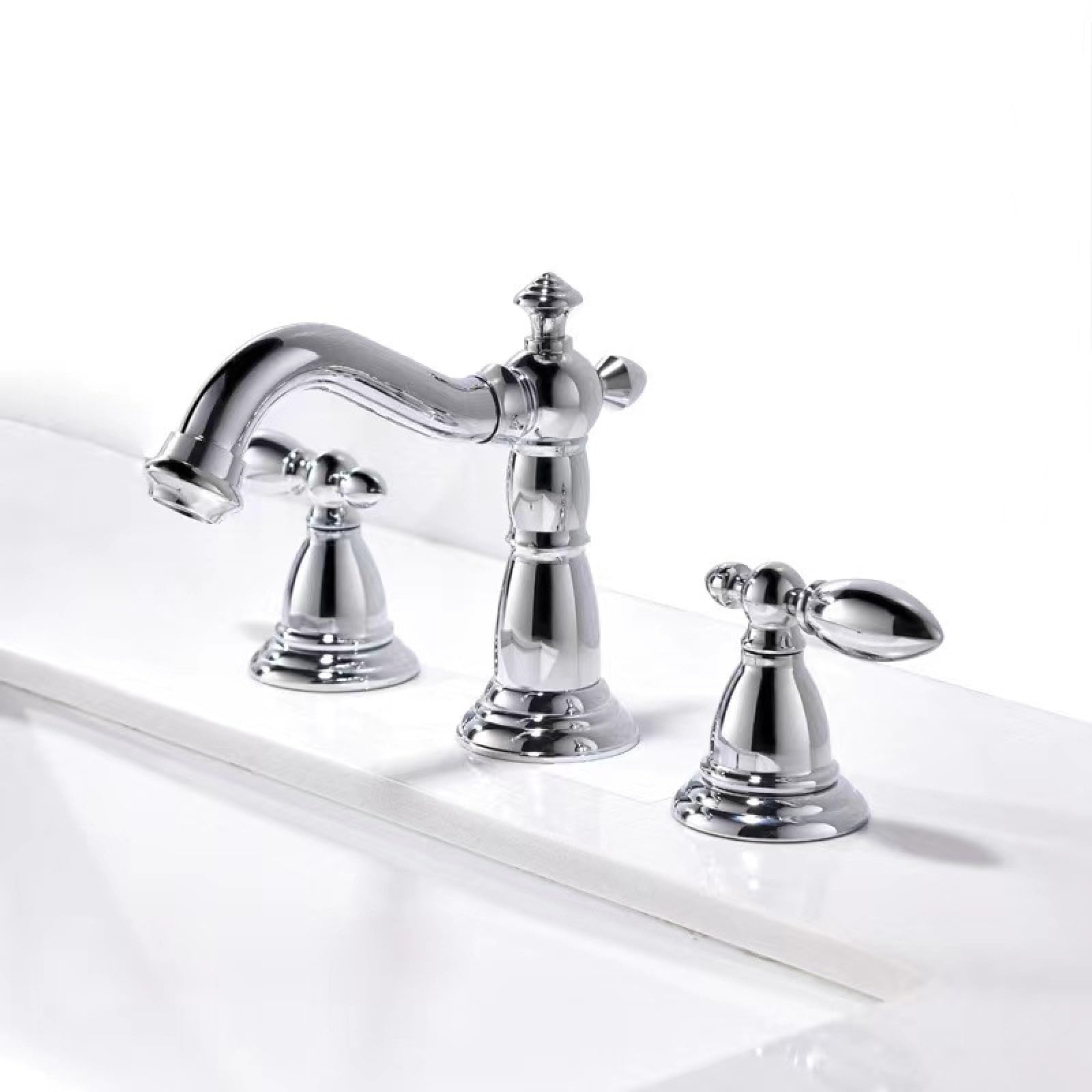 Robinet de salle de bain 3 trous en laiton chromé haut de gamme