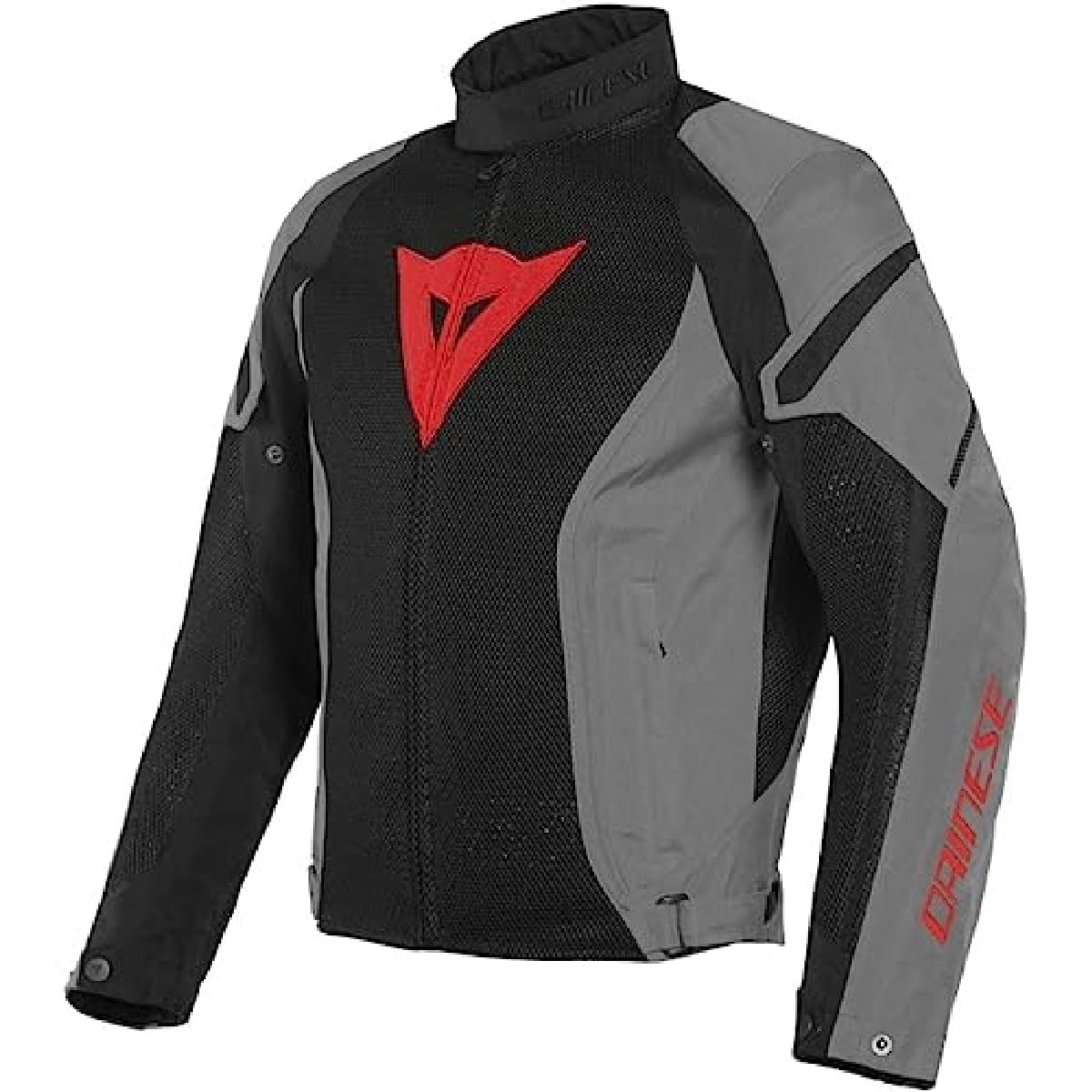 Dainese Air Crono 2 Tex Jacket, Ventilated Summer Motorcycle Jacket, Men, Black/Charcoal-Gray/Charcoal-Gray, 48