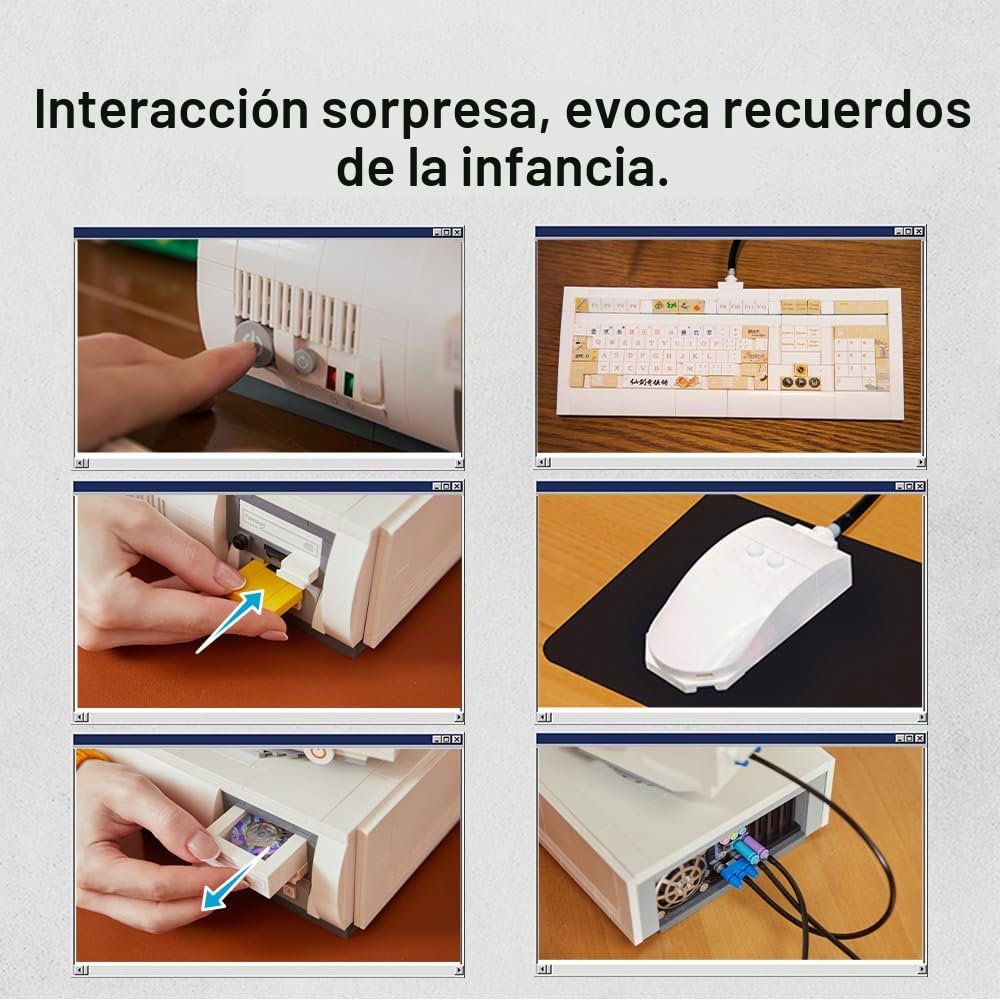 PAN TASY BRICKKK Ordenador Retro, Set de Bloques para Adultos | Modelo clásico de sobremesa con teclado, pantalla y detalles nostálgicos, pieza decorativa para construir y exponer