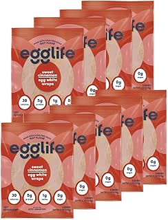 egglife egg white wraps, Sweet Cinnamon, Egg White Wraps, 54 Total Wraps (9-6 Packs) - Gluten Free, Dairy Free, No Flour, Sugar Free, Keto Friendly, Paleo, Low Net Carb, Protein Packed