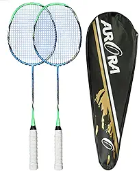 HiXB Raquete de badminton de fibra de carbono O pacote de estrutura de uma peça inclui 3 capas de badminton e transporte para esportes ao ar livre e fitness adequado para adultos presentes de crianças, azul verde