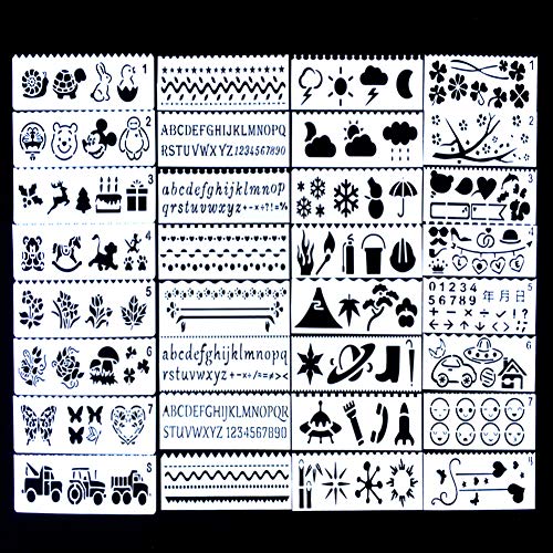 image for Lifetop 32 PCS Plastic Drawing Painting Stencil Templates, DIY Drawing