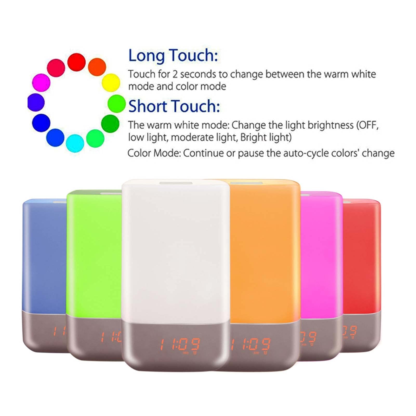 Wake-Up Light, Sveglia con Simulazione di Alba, 7 Suono Naturale e Snooze, Luce da Comodino RGB, per Bambini Adulti Camere da Letto