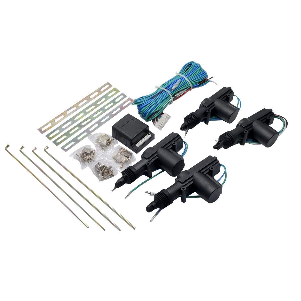 Riloer Kit chiusura centralizzata a distanza per auto, sistema di accesso senza chiave a 4 porte e sistema di immobilizzazione antifurto con sensore di scossa universale per tutte le auto