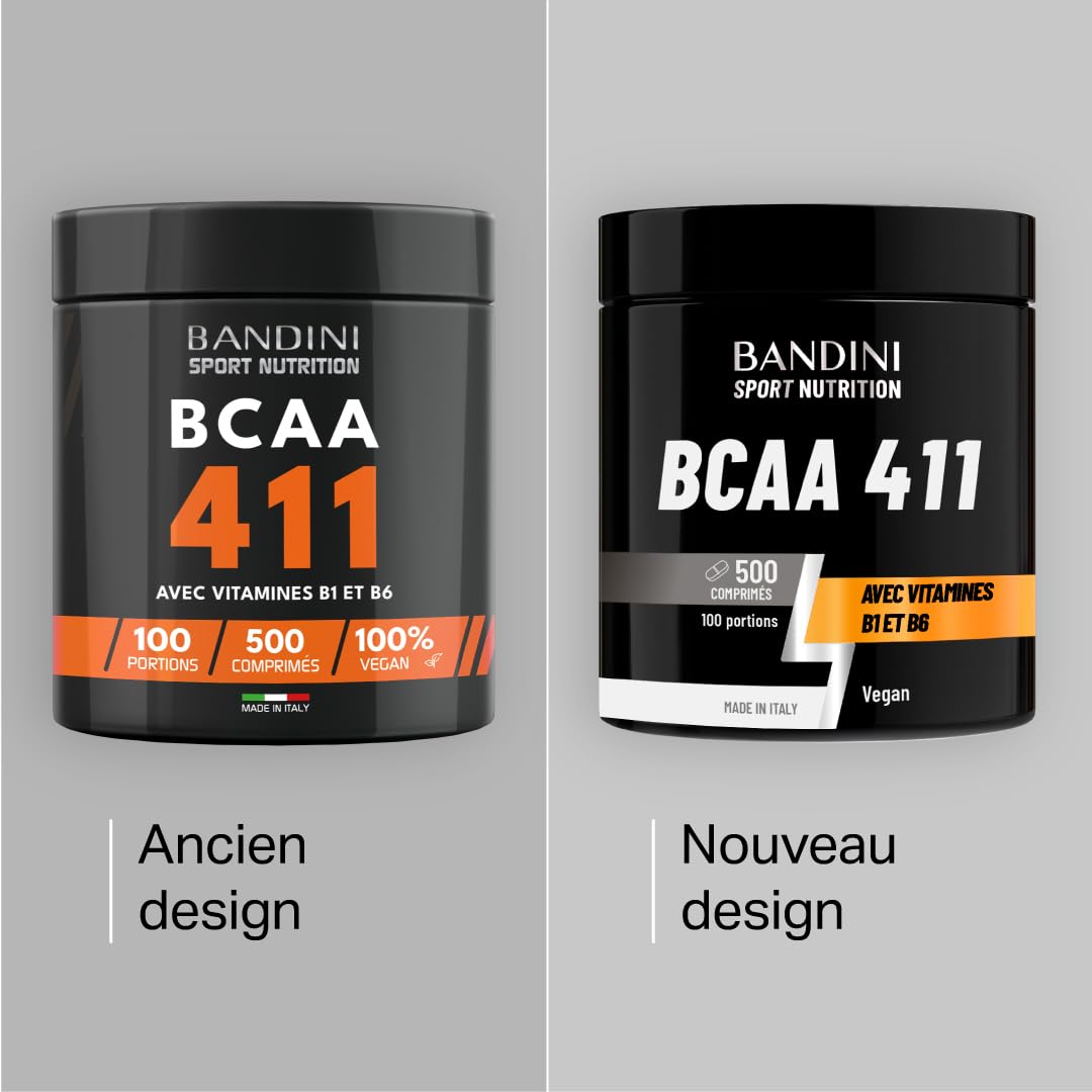 Bandini® BCAA 4.1.1 500 Comprimés = 100 Entrainements | Pré-workout Booster | Sans OGM | Musculation & Fitness | Acide Aminés Essentiels Valine Leucine Vitamine B1 et B6 | Puissant, Assimilation Rapide